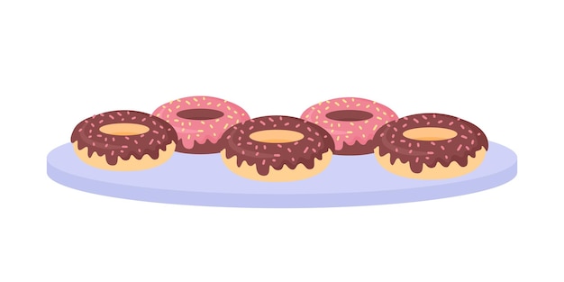 Donuts met chocoladeglazuur semi-egale kleur vectorobject