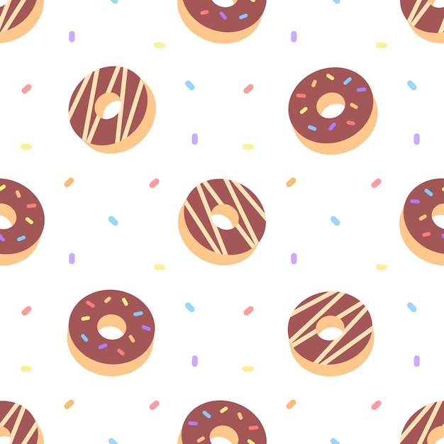 Vector donuts pattern on a white background