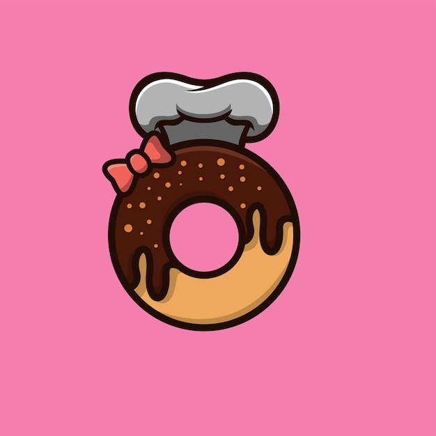 Donuts pink mascot modern logo template