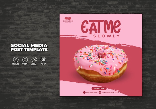 Vector donuts promo sale social media post vector template vector