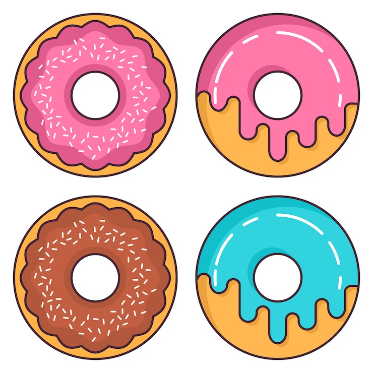 Vector donuts strawberry and chocolate glaze. 