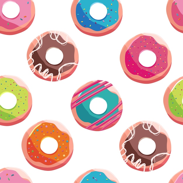 Donuts vector cartoon seamless pattern