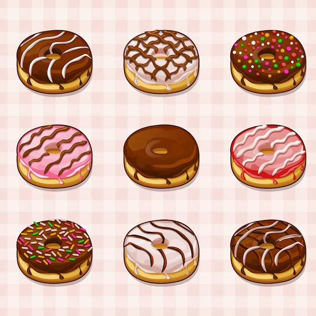 Donuts with different fillgs and frostings