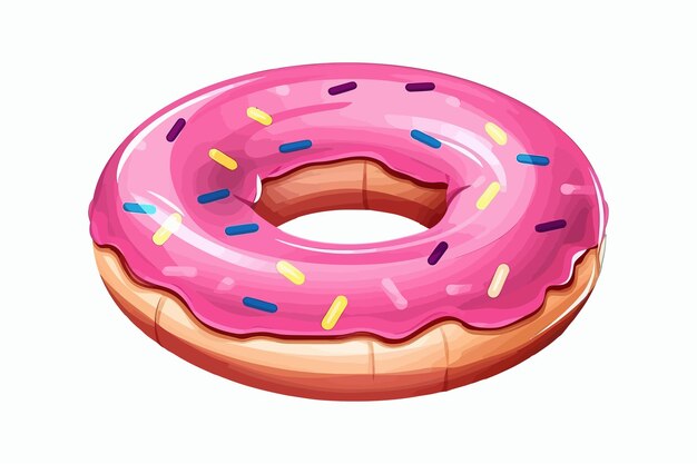 Donutvormige opblaasbare rubberen ring om in water te zwemmen Geïsoleerd op witte achtergrond Cartoon vectorillustratie