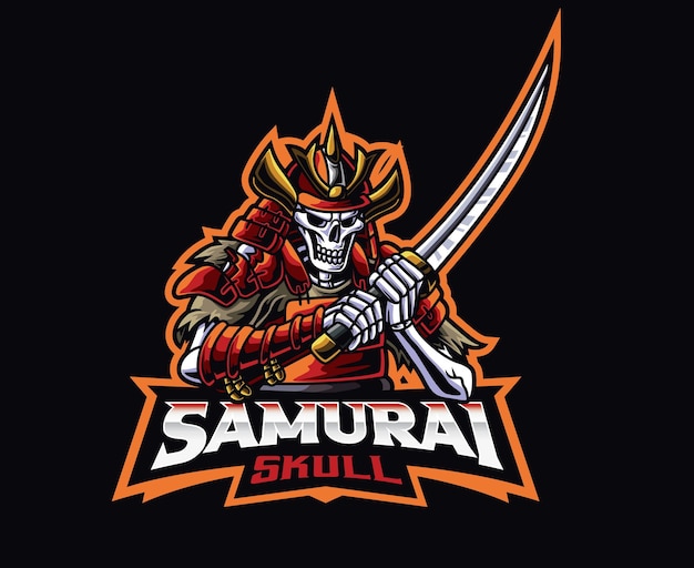 Dood samurai mascotte logo ontwerp