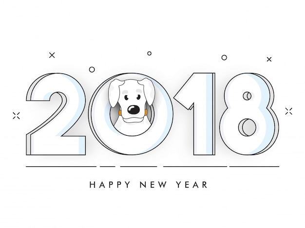 Vector doodle 2018 text for chinese new year