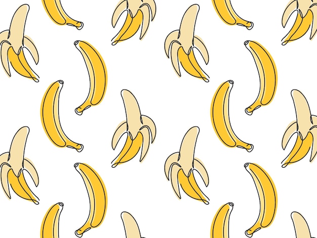 doodle abstract banana seamless pattern ripe fresh tropical fruit dessert food illustration