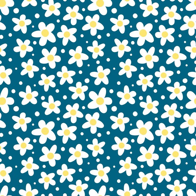 Doodle abstract chamomile flowers seamless pattern Spring summer simple floral fabric print Decorative natural vector background