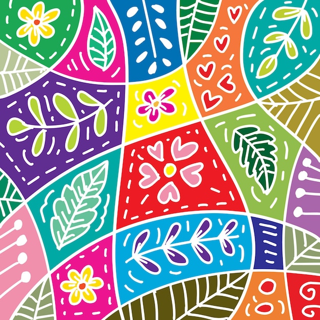 Doodle abstract floral ornament pattern