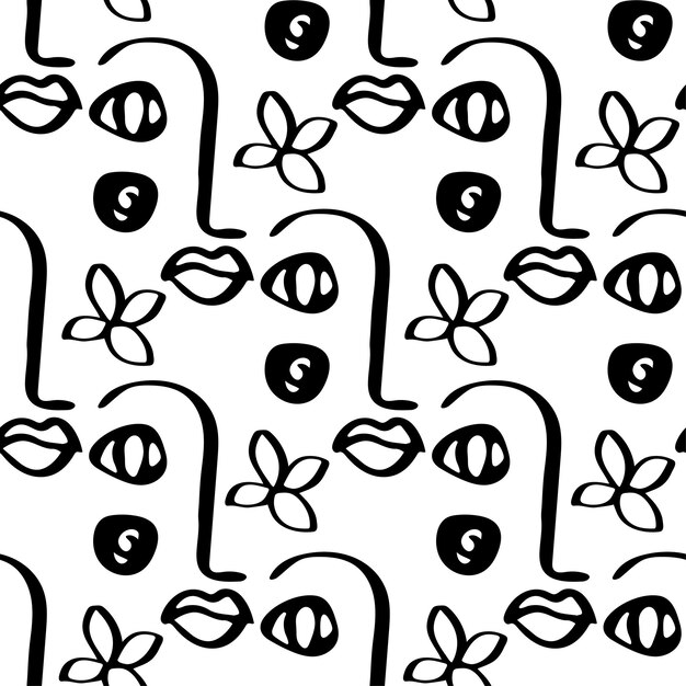 Doodle abstract modern pattern in minimal style on white background. vector art illustration.