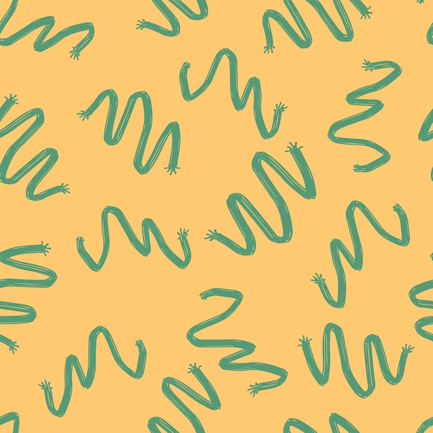 Doodle abstract seamless pattern irregular chaotic waves zigzags on contrasting background