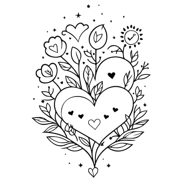 doodle abstract valentine love star heart flower illustration sketch hand draw