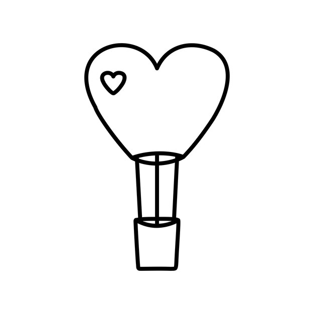 Doodle Air balloon heart. Element for greeting cards, posters, stickers and seasonal design