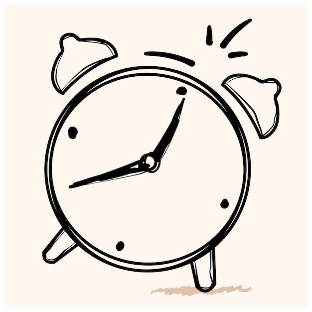 doodle alarm clock background white