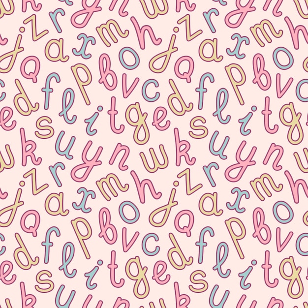 Vector doodle alphabet seamless pattern. school backgroud.