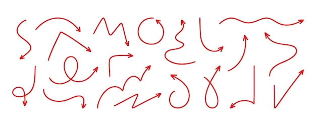 デザインの方向を示すための矢印を手で描いたシンプルな赤い矢印