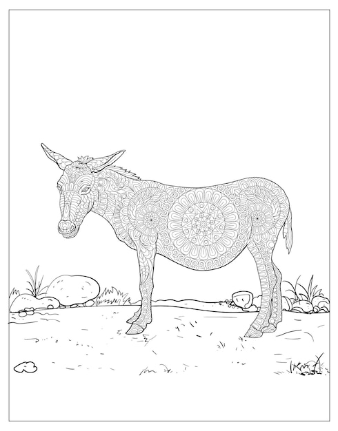 Doodle art animal outline coloring pages