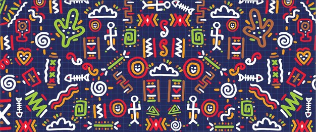 Vector doodle art background with vibrant colors handdrawn style pattern designs illustration