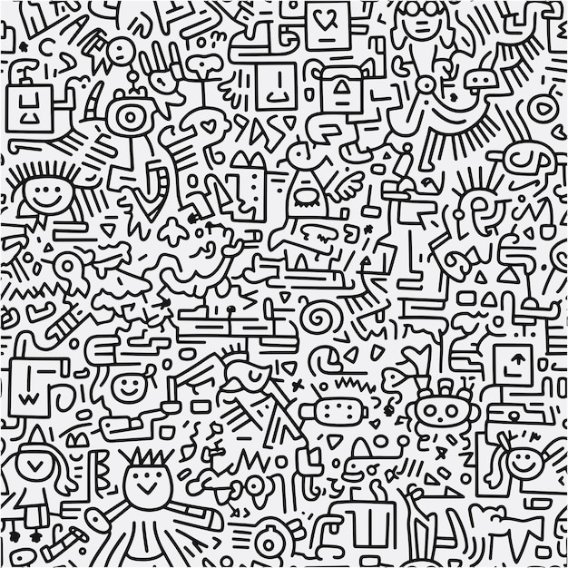 Doodle art in bianco e nero