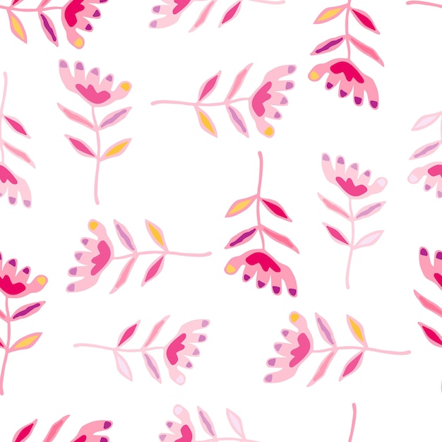 Doodle art floral seamless pattern Folk flower wallpaper Cute ditsy print