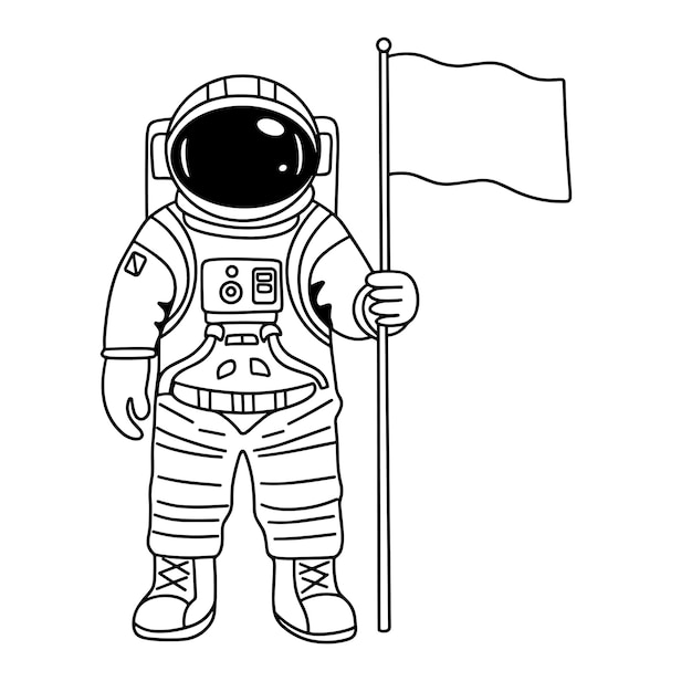 Doodle astronaut geïsoleerd op witte achtergrond Overzicht astronaut Hand getrokken vector kunst