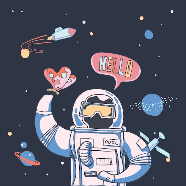 doodle astronout in space