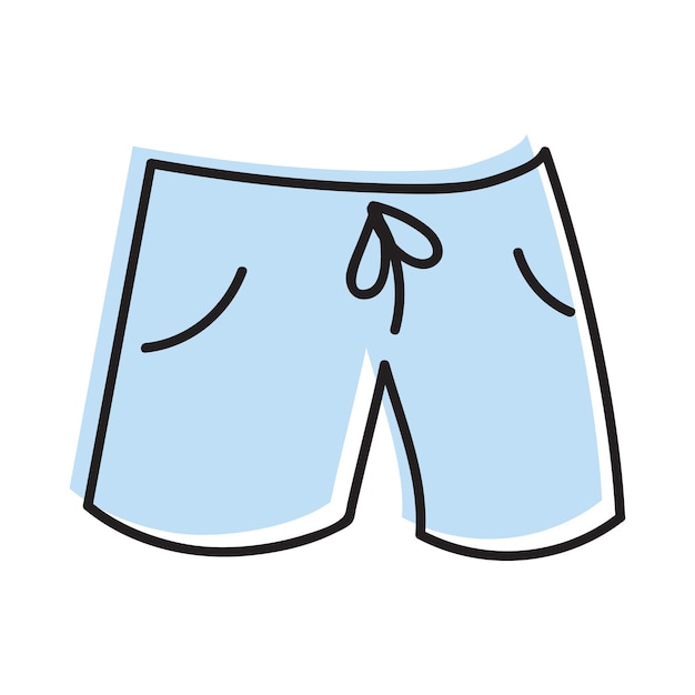 Doodle athletic shorts in vector hand drawn man swimming trunks in vector doodle beach wear in vector