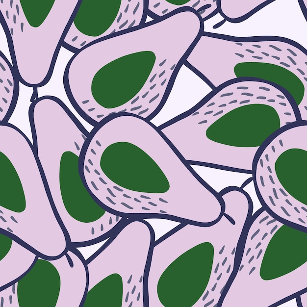 Vector doodle avocado naadloze patroon. hand getekende botanische achtergrond.