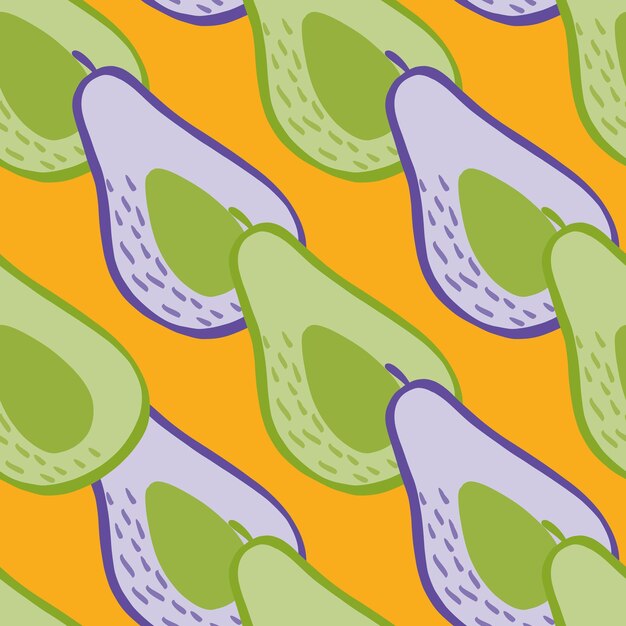 Doodle avocado seamless pattern sfondo botanico disegnato a mano
