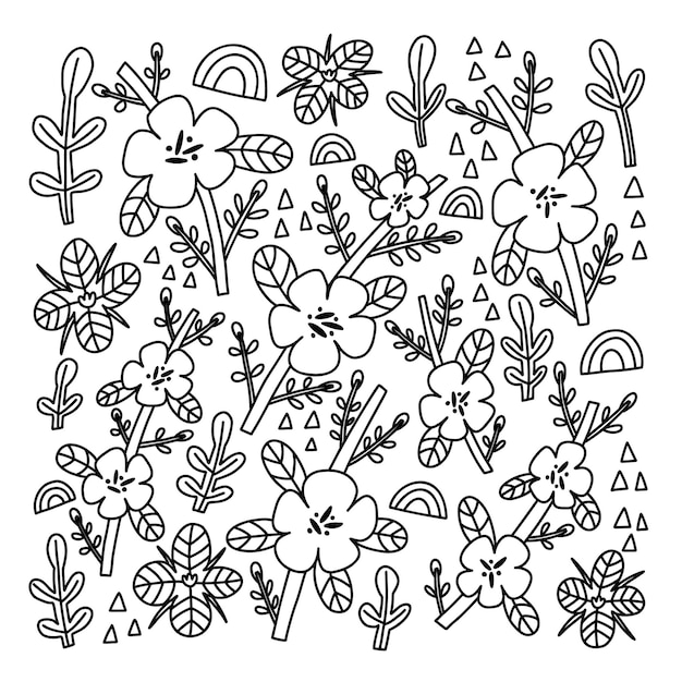 Vector doodle bacopas decoratieve collectie bloem en blad