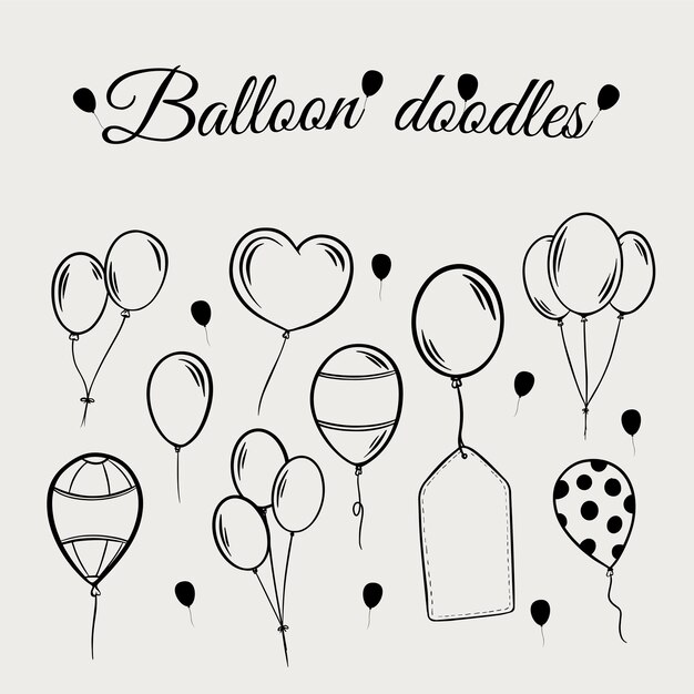 Vector doodle balloon cute