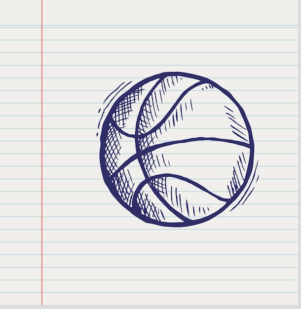 Doodle basketball on paper background vector illustration