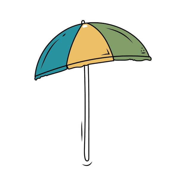 Doodle beach umbrella Hand drawn vector illustration isolated on white background