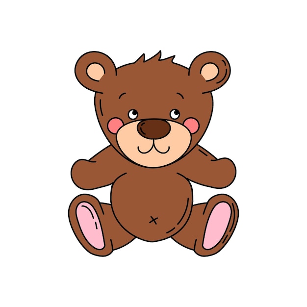 Doodle bear vector color illustration isolated on a white