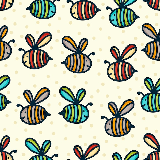 Doodle bee pattern background