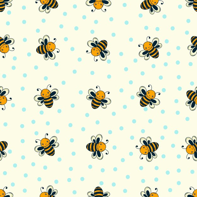 Vector doodle bee pattern