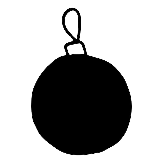 Doodle black christmas ball Vector illustration of christmas tree decoration Hand drawn doodle clipart