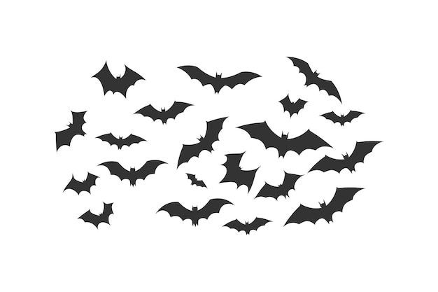 Vector doodle black silhouette of bats vector illustration design