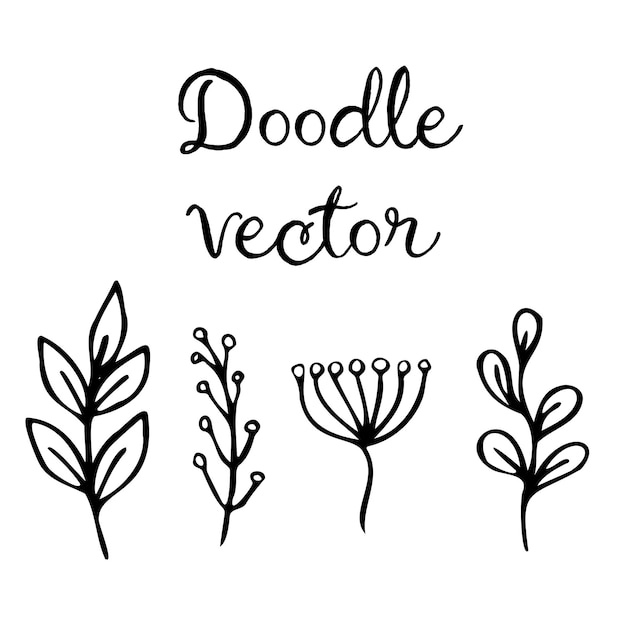 Doodle bloem set Hand getrokken lijn schets bloemen collectie