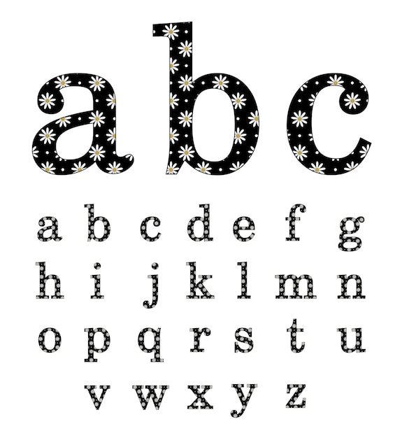Vector doodle bloemen alfabet set az bloemen monogram brieven sublimatie vector ontwerpen