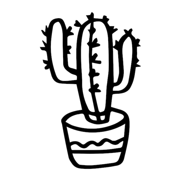 Scarabocchio cactus. pianta d'appartamento disegnata a mano. illustrazione vettoriale