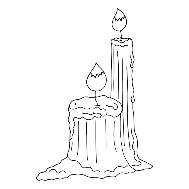 Doodle candle, candle icon for Halloween, vector candle