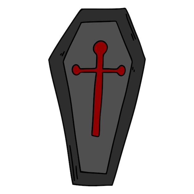 Vector doodle cartoon coffin