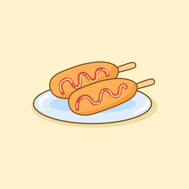 Vector doodle cartoon delicious sausage nugget plate