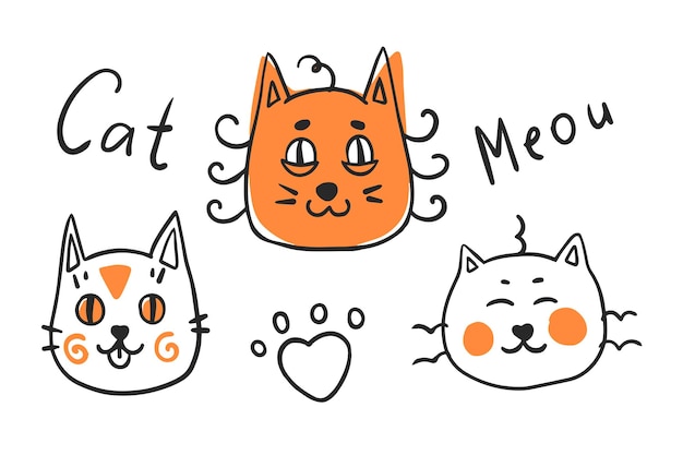 Doodle cats set