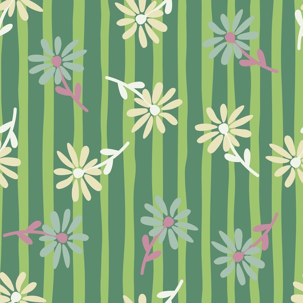 落書きカモミール シームレス パターン手描き頭が変なプリント抽象的な花の飾りシンプルな植物の背景
