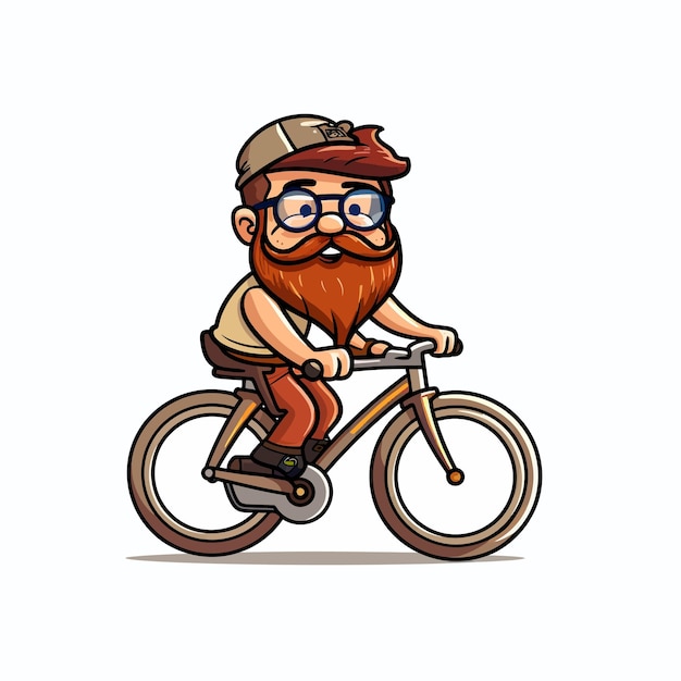 Vector doodle character for man cycling