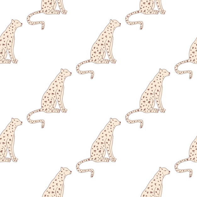 Doodle cheetah naadloze patroon Hand getekend schattig luipaard eindeloze behang Wilde dieren achtergrond