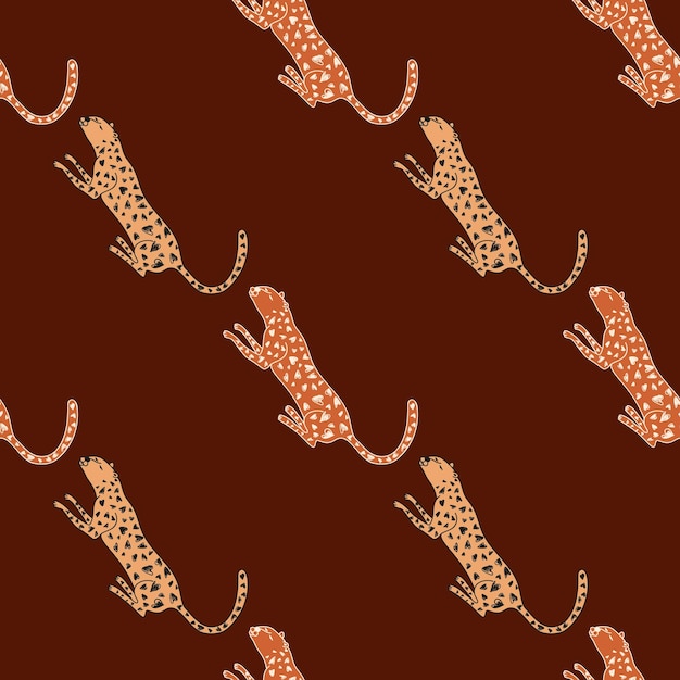 Vector doodle cheetah seamless pattern hand drawn cute leopard endless wallpaper wild animals background