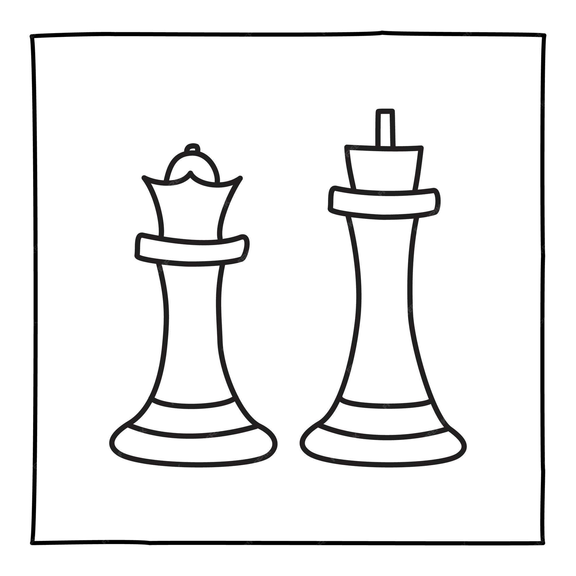 Premium Vector  Hand drawn chess king and queen